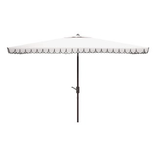 Elegant Valance 6.5' x 10' W Rectangle Umbrella, Ivory With Black Trim For Sale