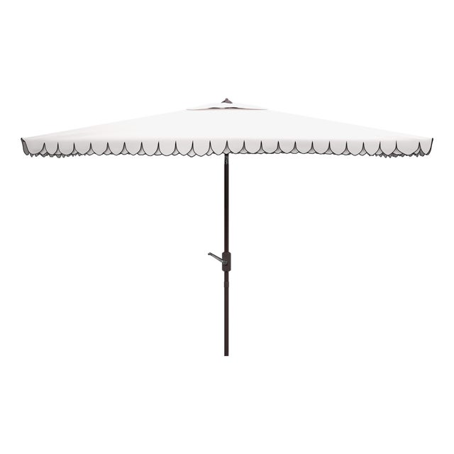 Elegant Valance 6.5' x 10' W Rectangle Umbrella, Ivory With Black Trim For Sale
