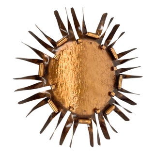 Large Copper Sunburst Theatre Wall Light in the style of Stilnovo, Italy, 1950s For Sale