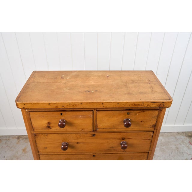 19th Century Pine 2 Over 3 Chest With Wooden Knobs For Sale - Image 12 of 14