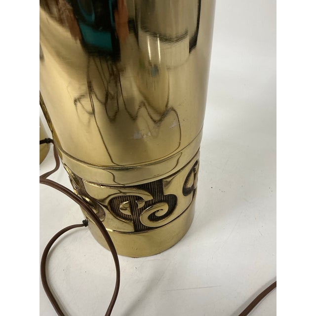 Brass Pair of Modernist Table Lamps by Pierre Cardin for Laurel. For Sale - Image 8 of 12