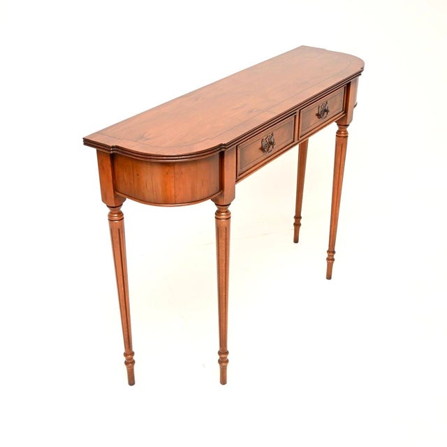 Vintage Regency Style Console Table in Yew Wood, 1950 For Sale - Image 3 of 10