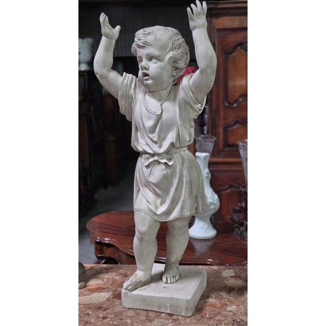 Putto with Raised Arms, 1800s, Plaster For Sale - Image 4 of 8