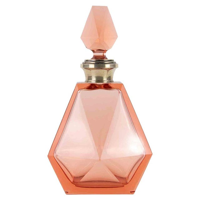 1920s Art Deco Czechoslovakian Carafe in Pink Art Glass by Moser, 1920s For Sale - Image 5 of 5