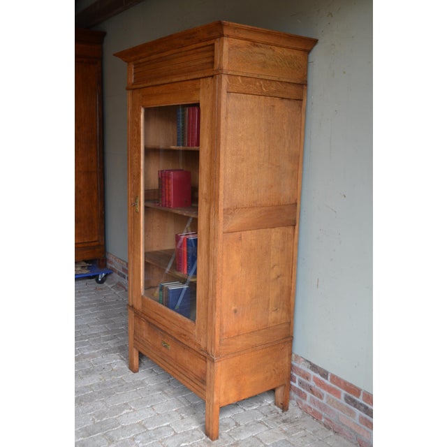 Wood Antique Oak Art Deco Display Cabinet For Sale - Image 7 of 10