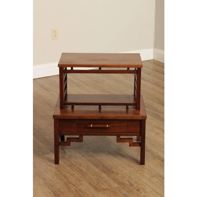 Vintage Mid-Century Modern Walnut Asian Inspired Nightstands - A Pair For Sale - Image 9 of 13