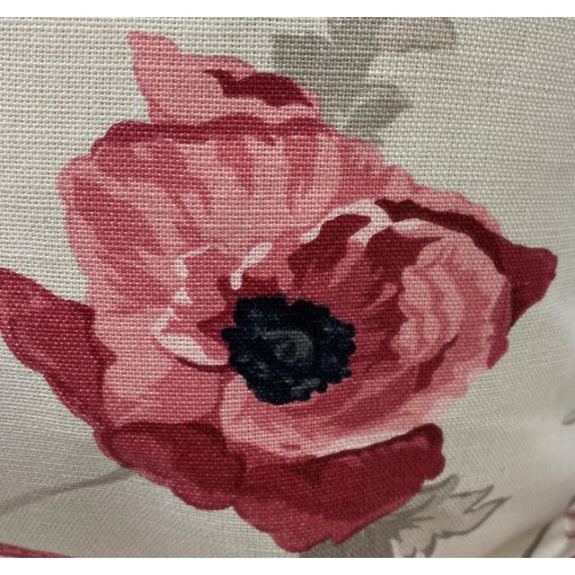 Early 21st Century Pair of Large Bolster Pillows Decorated With a Red Poppy Floral Pattern - Made in Uk. For Sale - Image 5 of 11