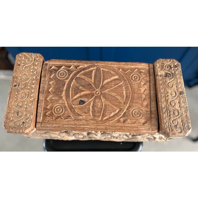 1970s Vintage Handcrafted Carved Hindu Vibhuti Box For Sale - Image 5 of 12