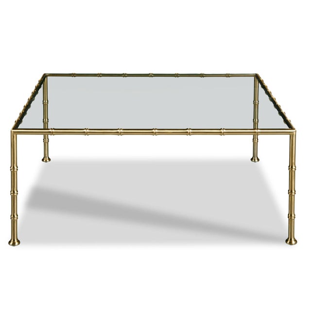 Traditional Celerie Kemble for Woodbridge Lacoste Coffee Table in Satin Brass Finish For Sale - Image 3 of 6