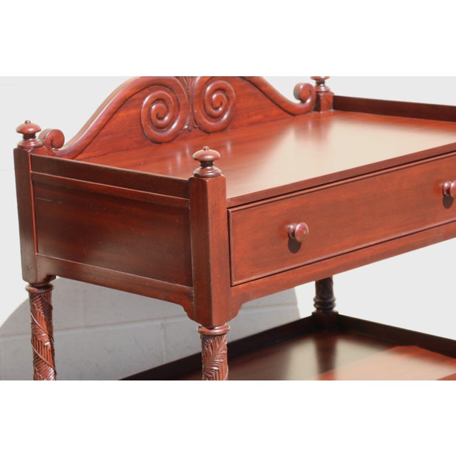 English Pair of Ralph Lauren Mahogany British Colonial Two-Tier Nightstands / Side Tables For Sale - Image 3 of 18