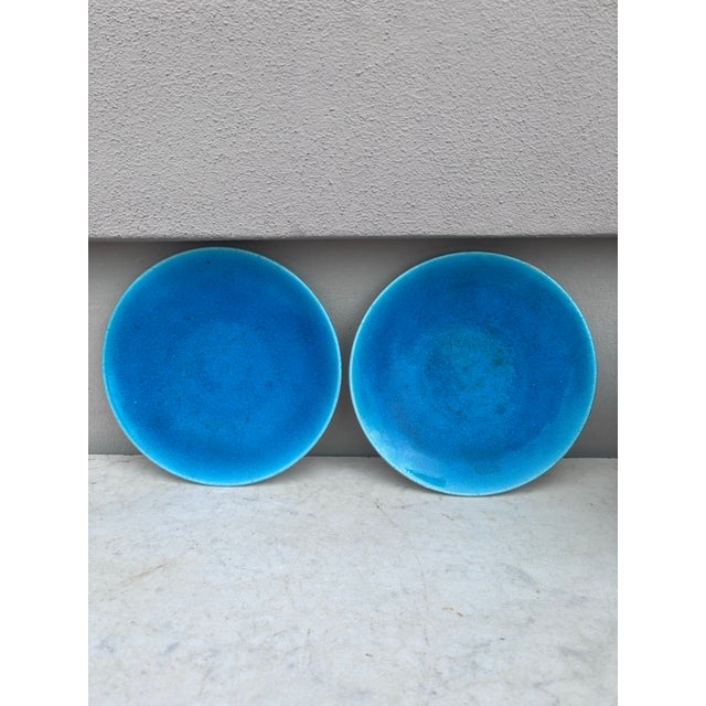 Pair of Art Deco French Aqua Blue Plates Edmond Lachenal. 7.8 inches diameter. Edmond Lachenal ( 1855 – 1948) was a French...