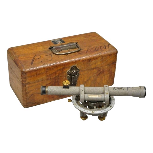 Vintage David White Instrument Surveying Equipment Plane Utility Level Oak Case For Sale