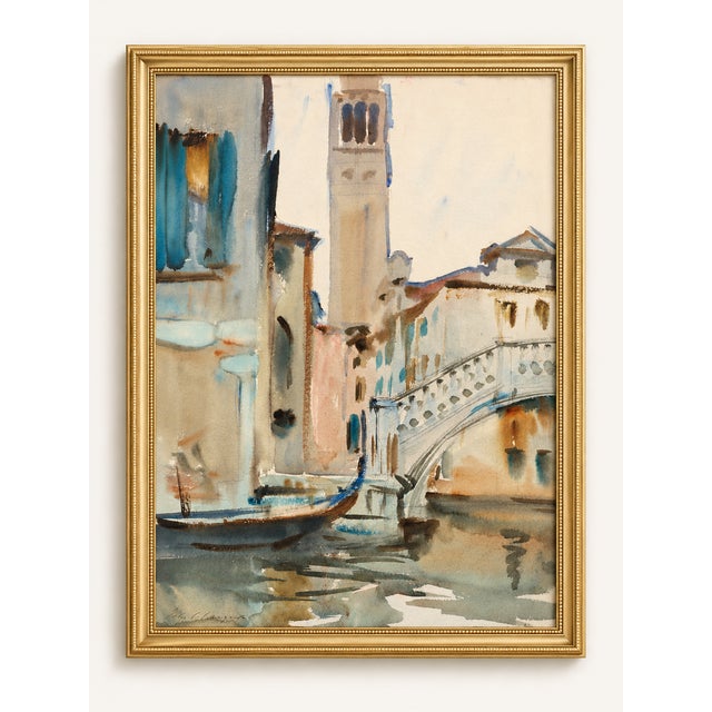 Rialto Bridge, Venice by John Singer Sargent, Vintage Art Print, 24" X 32" For Sale In Buffalo - Image 6 of 10
