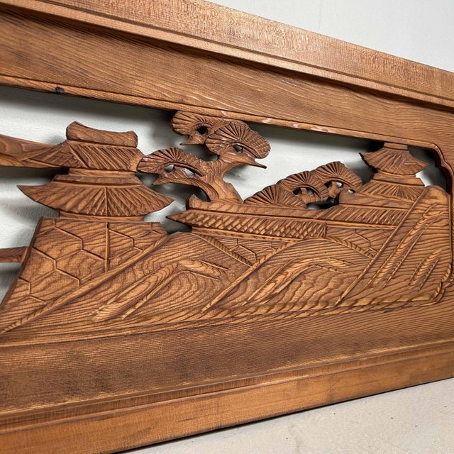 Wooden Ranma Temple Mountain Landscape, Japan, 1920s For Sale - Image 4 of 18