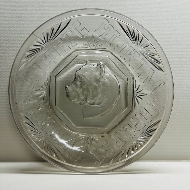 Glass 1890 Victorian Bulldog Dog Alphabet Plate For Sale - Image 7 of 9