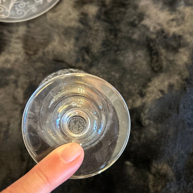 Baccarat Antique 1930s Crystal Lulli Pattern Art Deco Decanter and 5 Cups, Set of 6 Pieces Signed and Marked For Sale - Image 9 of 9