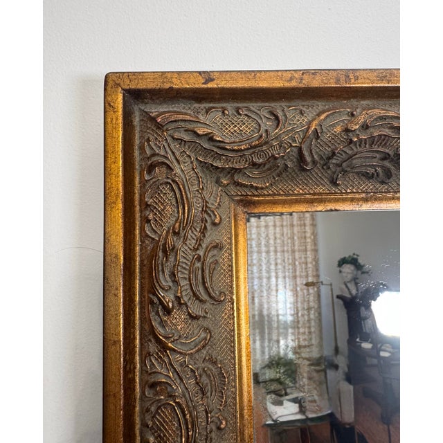 Vintage Baroque Revival Black, Bronze & Gold Solid Wood Wall Mirror For Sale In Houston - Image 6 of 12