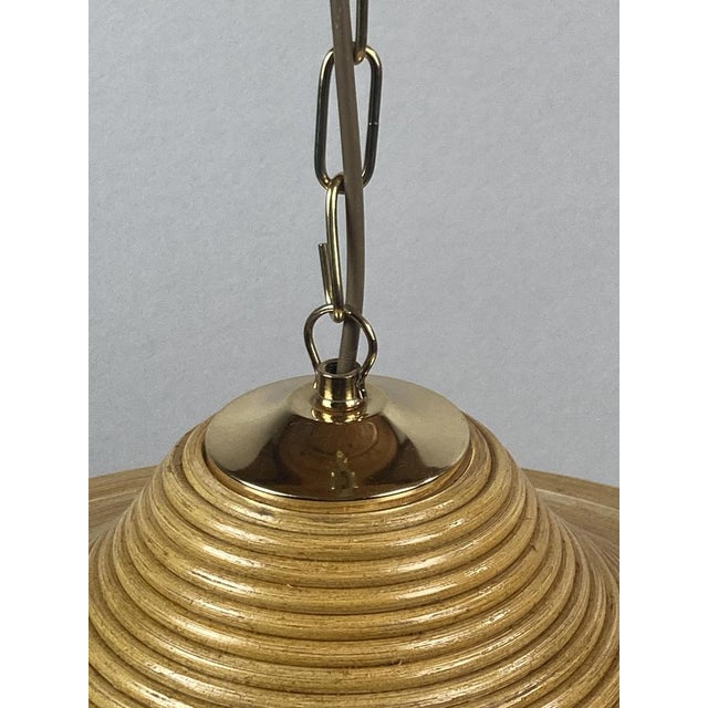 Italian Bamboo and Brass Pendant, 1970s For Sale - Image 4 of 15