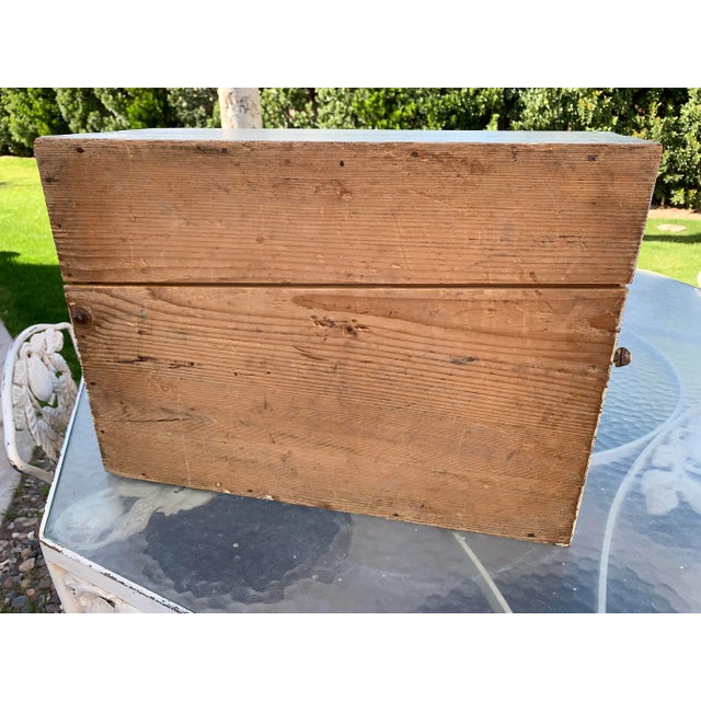 Antique Primitive French Pine Document Box Old Paint For Sale - Image 10 of 12