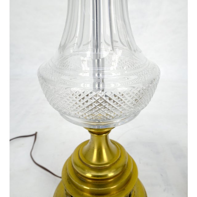Pair of Cut Crystal & Brass Vase Shape Table Lamps c1970s For Sale - Image 9 of 17