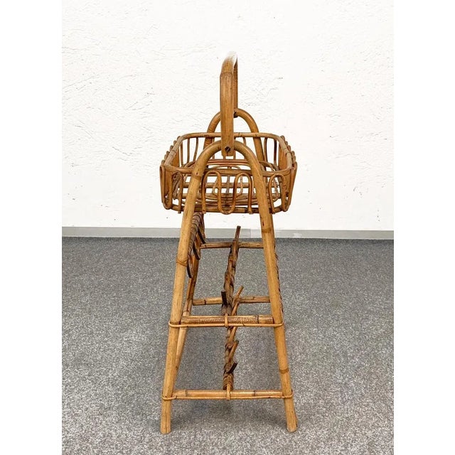 Mid-Century Bamboo & Rattan Service Side Table, 1960 For Sale - Image 4 of 14