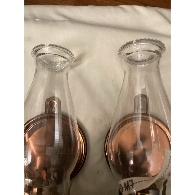 Pair of Vintage Copper Wall – Mount Oil Lamps For Sale - Image 4 of 7
