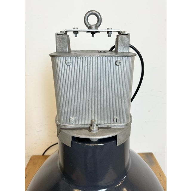 French Industrial Dark Blue Enamel Pendant Lamp from Mazda, 1960s For Sale - Image 17 of 18