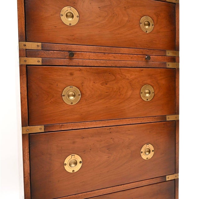Yew Wood Military Campaign Chest of Drawers, 1950 For Sale - Image 9 of 11