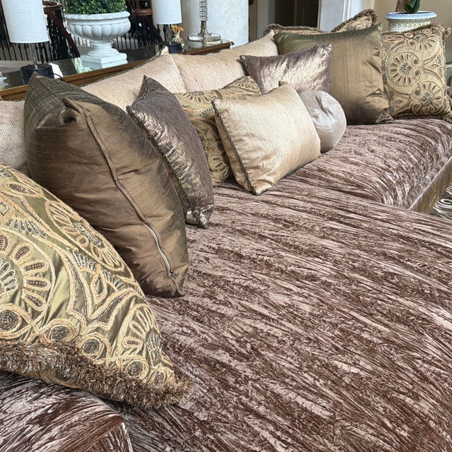 Marge Carson Sofa With Decorative Trim For Sale - Image 12 of 12