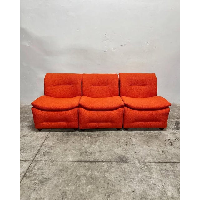 Textile Modular Sofa in Orange Bouclé, 1980s, Set of 4 For Sale - Image 7 of 7