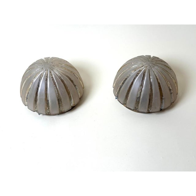 Sea Urchin Frosted Glass Wall Lights with Golden Glow, 1970s, Set of 2 For Sale - Image 14 of 18