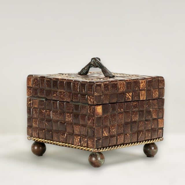 Mid-Century Modern Vintage Coconut Shell Box For Sale - Image 3 of 11