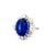 A striking ring featuring a 5.56-carat oval blue sapphire. The vibrant blue hue of the sapphire is complemented by 1.67...