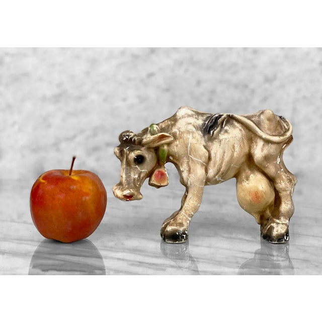 Vintage Traditional Farmhouse Chalkware Milking Cow Sculpture, c. Mid 20th Century Pairs Nicely with Many Interior Styles...