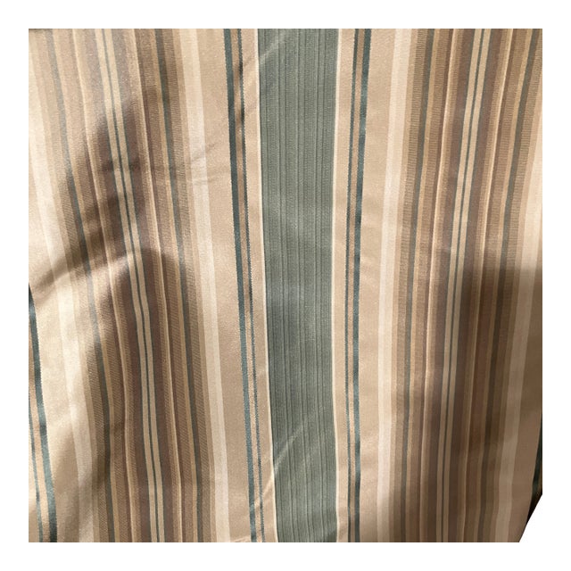 House of Salamander Silk Striped Fabric With Greens and Beige For Sale