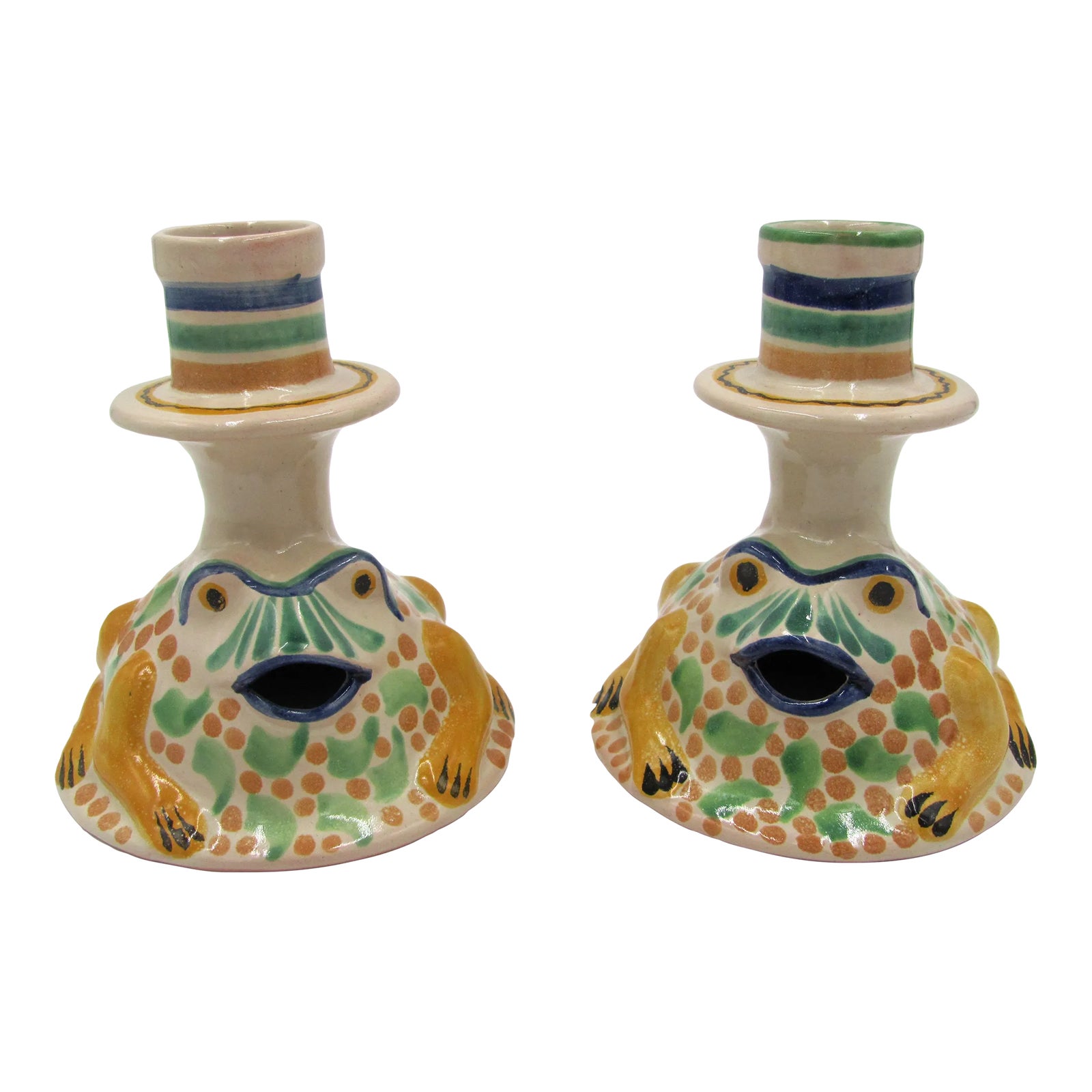 Late 20th Century Mexico Artisian Majolica Guanajuato Frog Toad ...