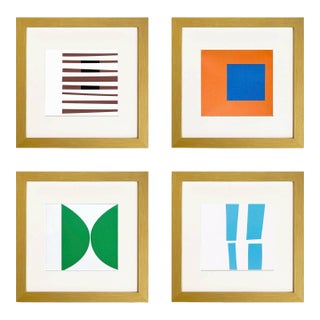 Ellsworth Kelly 1999 Set of Four Colored Linogravures 7,10,13 and 18 Framed Reproduction For Sale