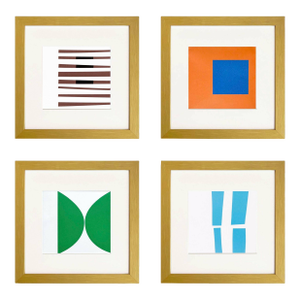 Ellsworth Kelly 1999 Set of Four Colored Linogravures 7,10,13 and 18 Framed Reproduction