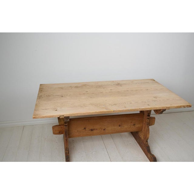Wood Antique Northern Swedish Pine Handmade Trestle Desk For Sale - Image 7 of 15
