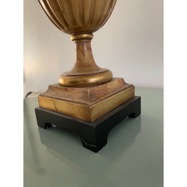 Stone Vintage Chapman Sienna Marble Hollywood Regency Rams Head Urn Lamp For Sale - Image 7 of 9