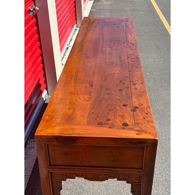 1920s Finely Carved Vintage High Waisted 3 Drawer Credenza Console Table For Sale In Philadelphia - Image 6 of 8