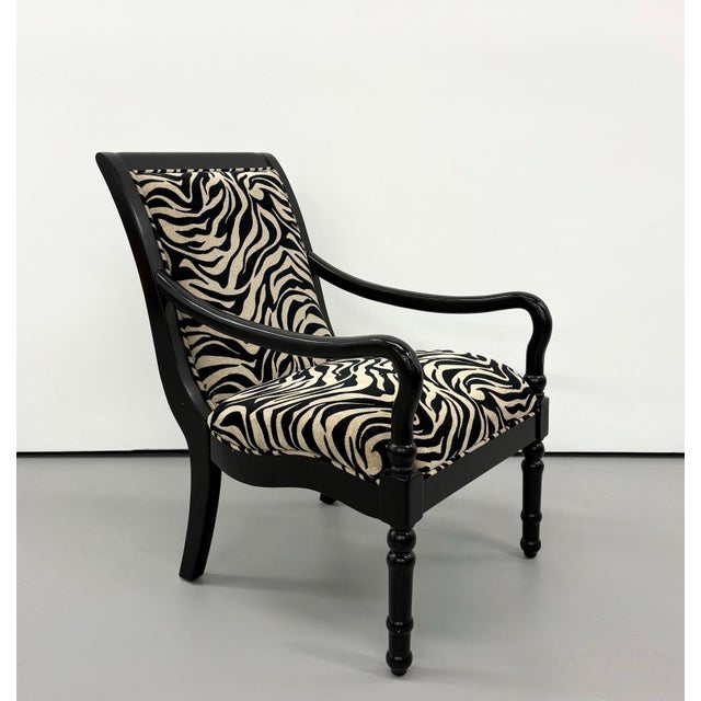 Vintage Zebra Upholstered Ebonized Armchair For Sale - Image 4 of 7