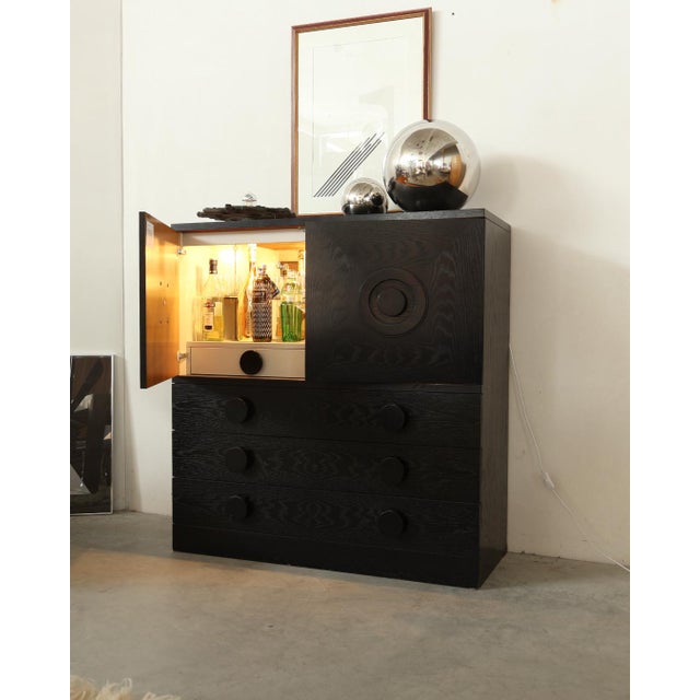 Brutalist Black Bar Cabinet with Two Doors and Three Drawers, Belgium, 1970s For Sale - Image 16 of 17