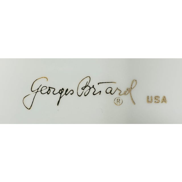 Vintage Georges Briard Ice Bucket | Burnt Orange Cinnamon Faux Leather Vinyl Signed MCM Bar Decor | Wooden Knob Lid For Sale - Image 14 of 14