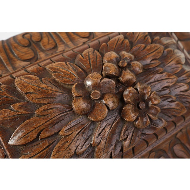 Antique French Sculpted Sewing Box in Oak, 1890s For Sale - Image 13 of 14