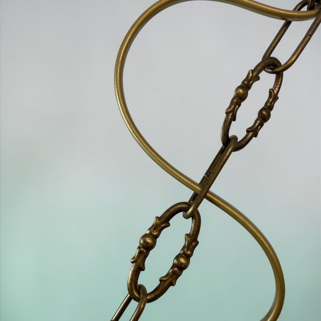 Portuguese Regency Style Frosted Glass Pendant with Ornate Brass Crown, 1980s For Sale - Image 16 of 17