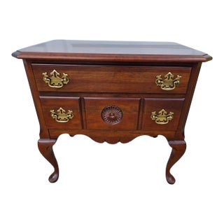 1980s Pennsylvania House End Table Nightstand Low Boy Cherry Chippendale Silver Chest For Sale