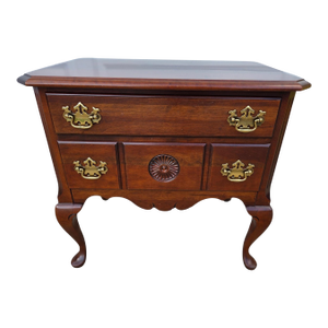 1980s Pennsylvania House End Table Nightstand Low Boy Cherry Chippendale Silver Chest