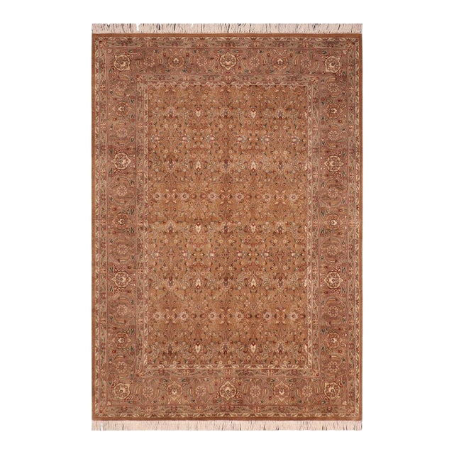 Floral 1990's Pak-Persian Gold/Brown Wool Rug - 6'0'' X 9'0'' For Sale