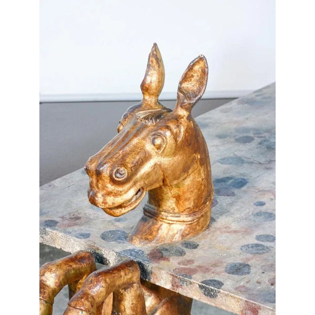 Console Table with Base with Horse Sculptures, 1890s For Sale - Image 9 of 11